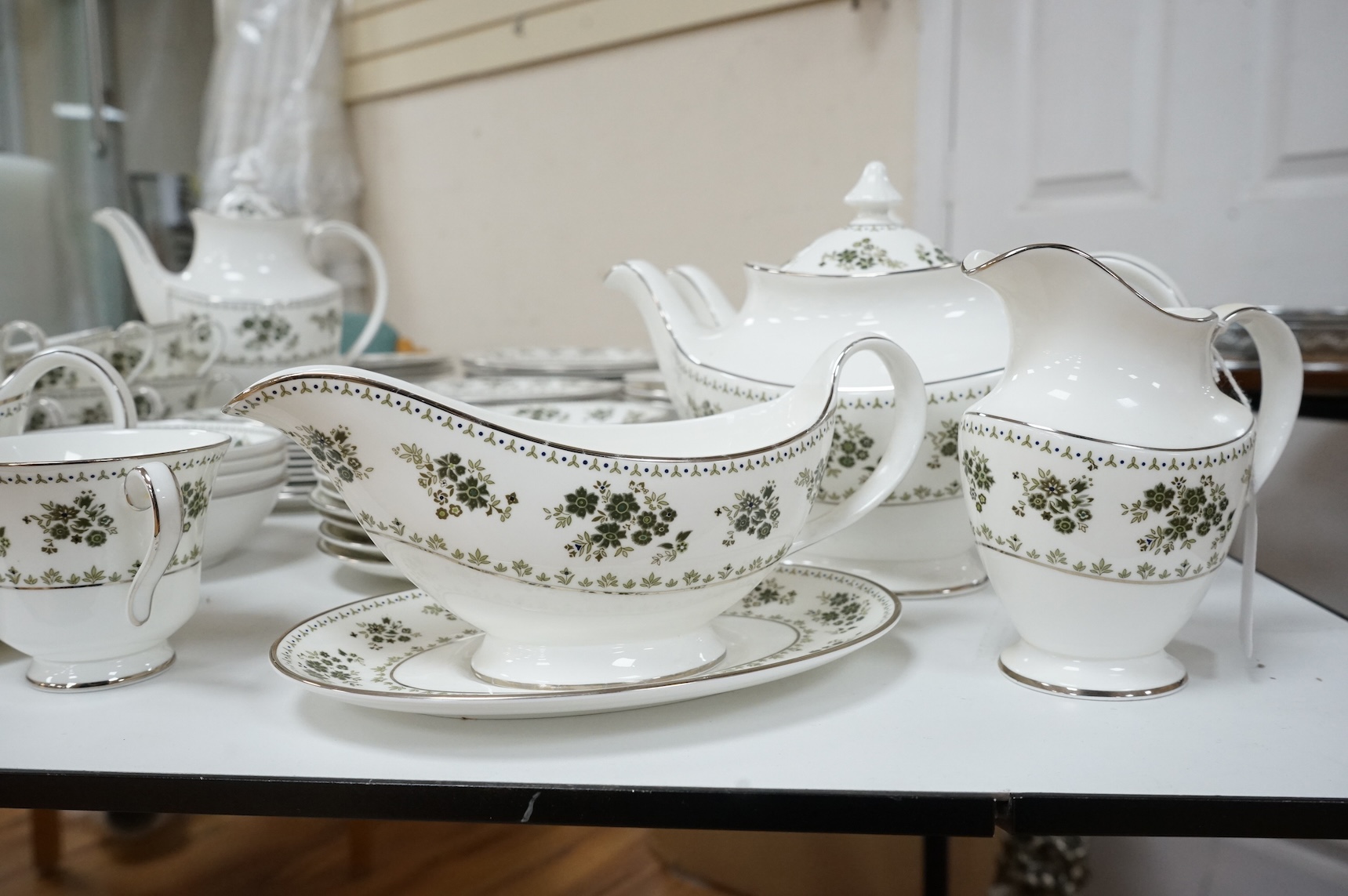 A Royal Doulton Valley Green dinner, tea and coffee service, largest 34cm wide